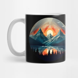 Geometric mountains, beautiful sunset Mug